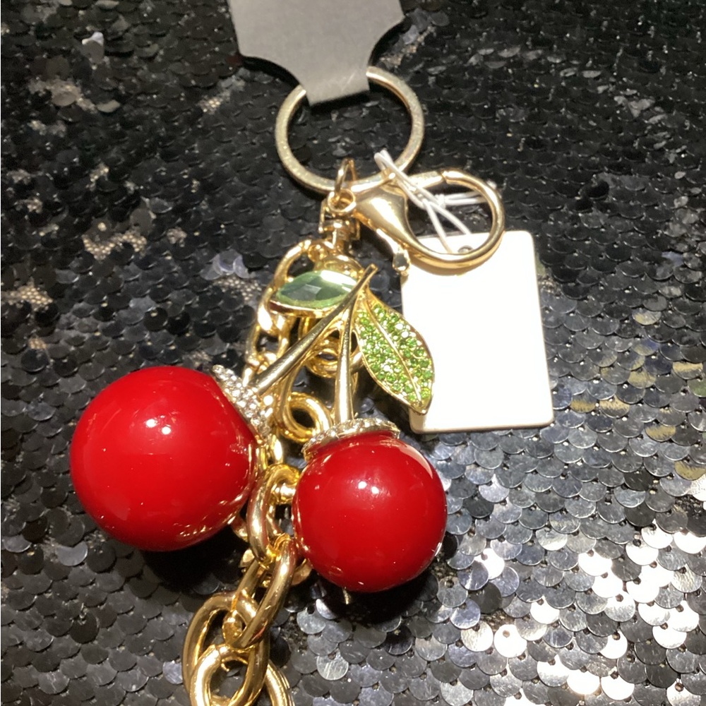 Natasha Cherry Keychain with Gold Accents